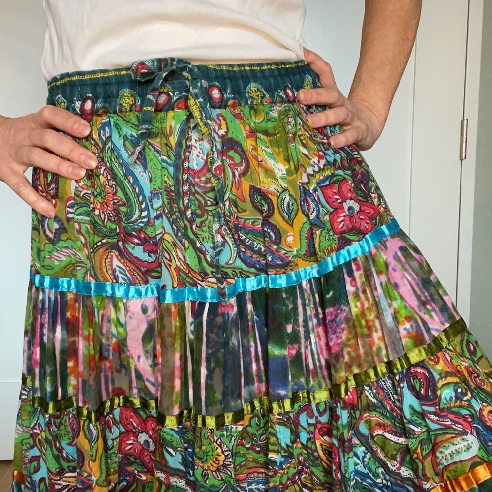 Long printed maxi boho skirt